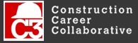 Construction Career Collaborative logo with red hard hat icon and white text on black background