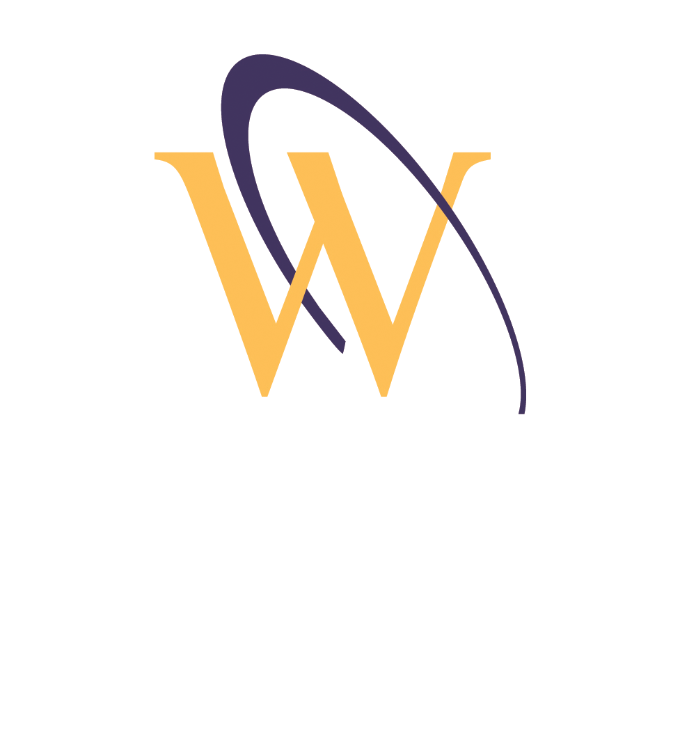 Stylized gold and purple intertwined “W” logo on a white background