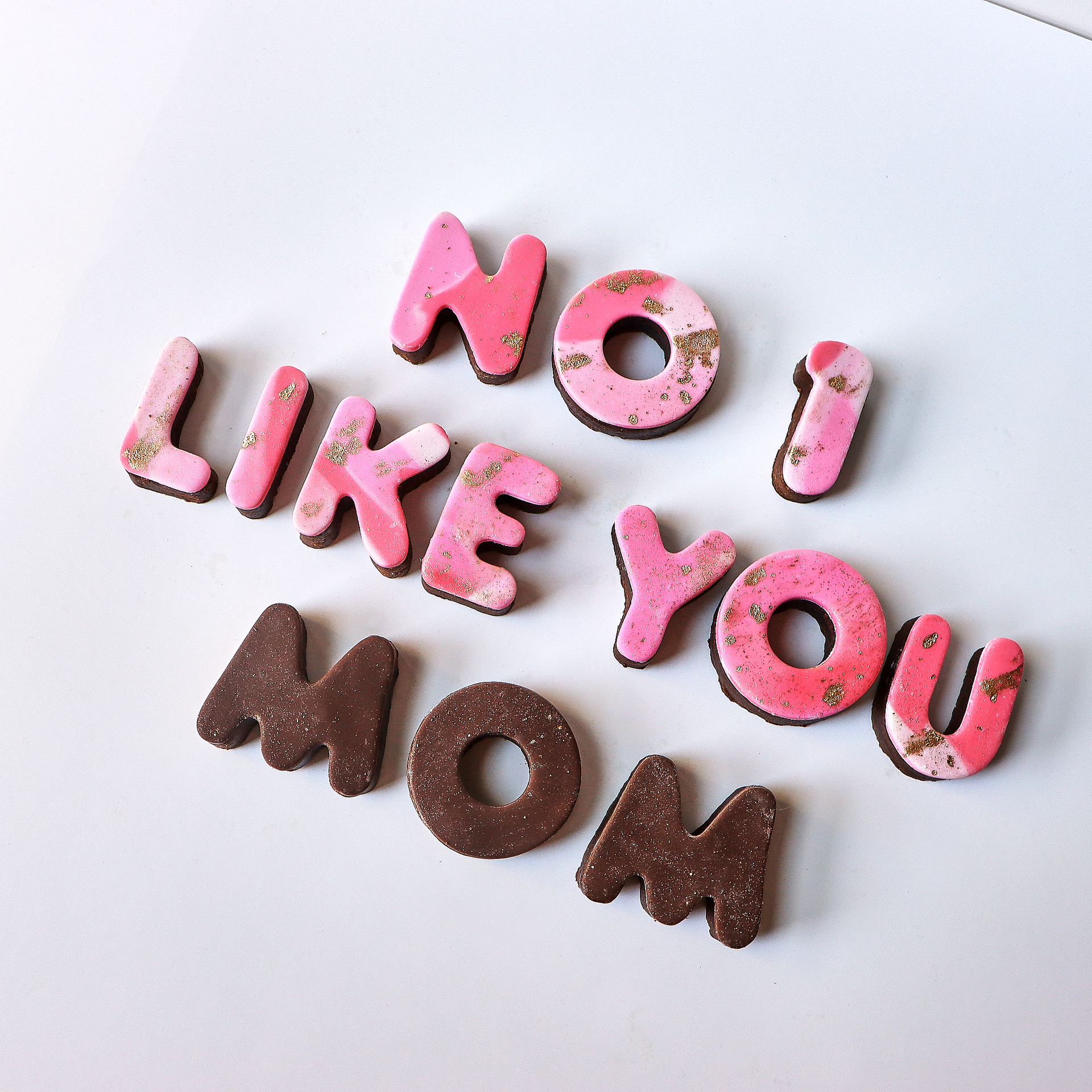 Chocolate letters that say 
