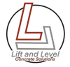 Lift and Level Concrete Solutions logo with red and gray interlocking Ls in a circle