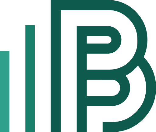 Groen en wit logo met drie verticale balken en de gestileerde letter