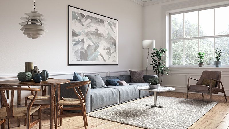 living room with area rug