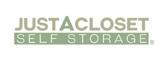 Just A Closet Self Storage logo in beige and green text on a white background