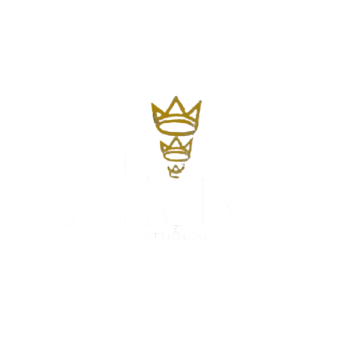 Gold line-art crown logo on a white background