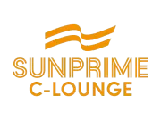 The sunprime c-lounge logo is orange and white on a white background.