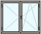 Ventana de dos hojas con el cristal agrietado y un cierre central