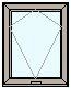Ventana con marco, cristal esmerilado y barras diagonales de soporte
