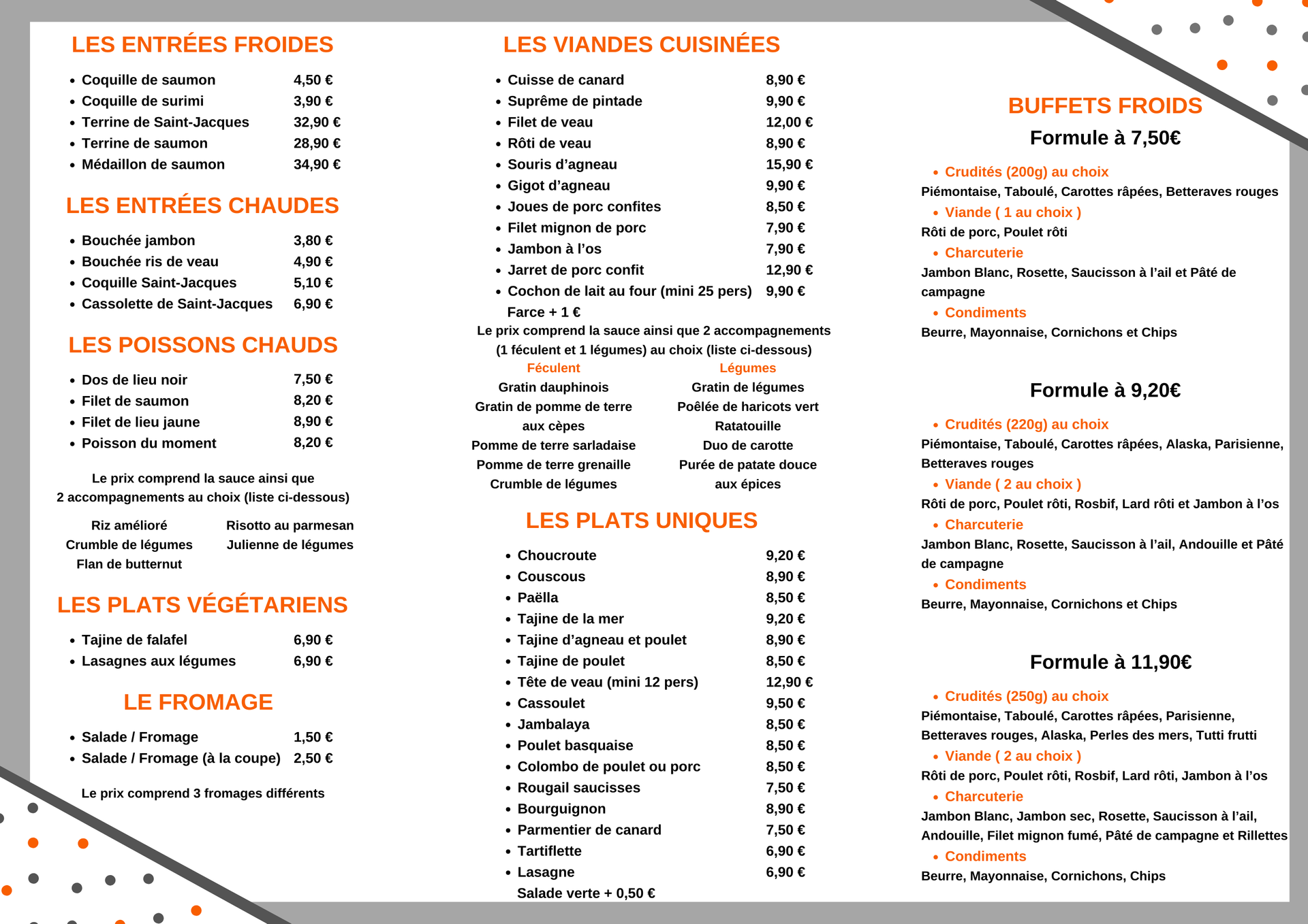 A brochure for a boucherie charcuterie traiteur