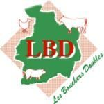 Un logo pour une boucherie avec une carte et des animaux dessus.