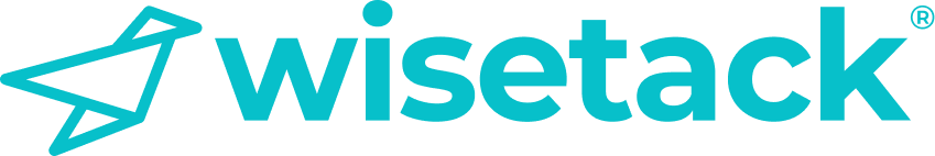 Wisetack logo in teal with geometric icon and wordmark