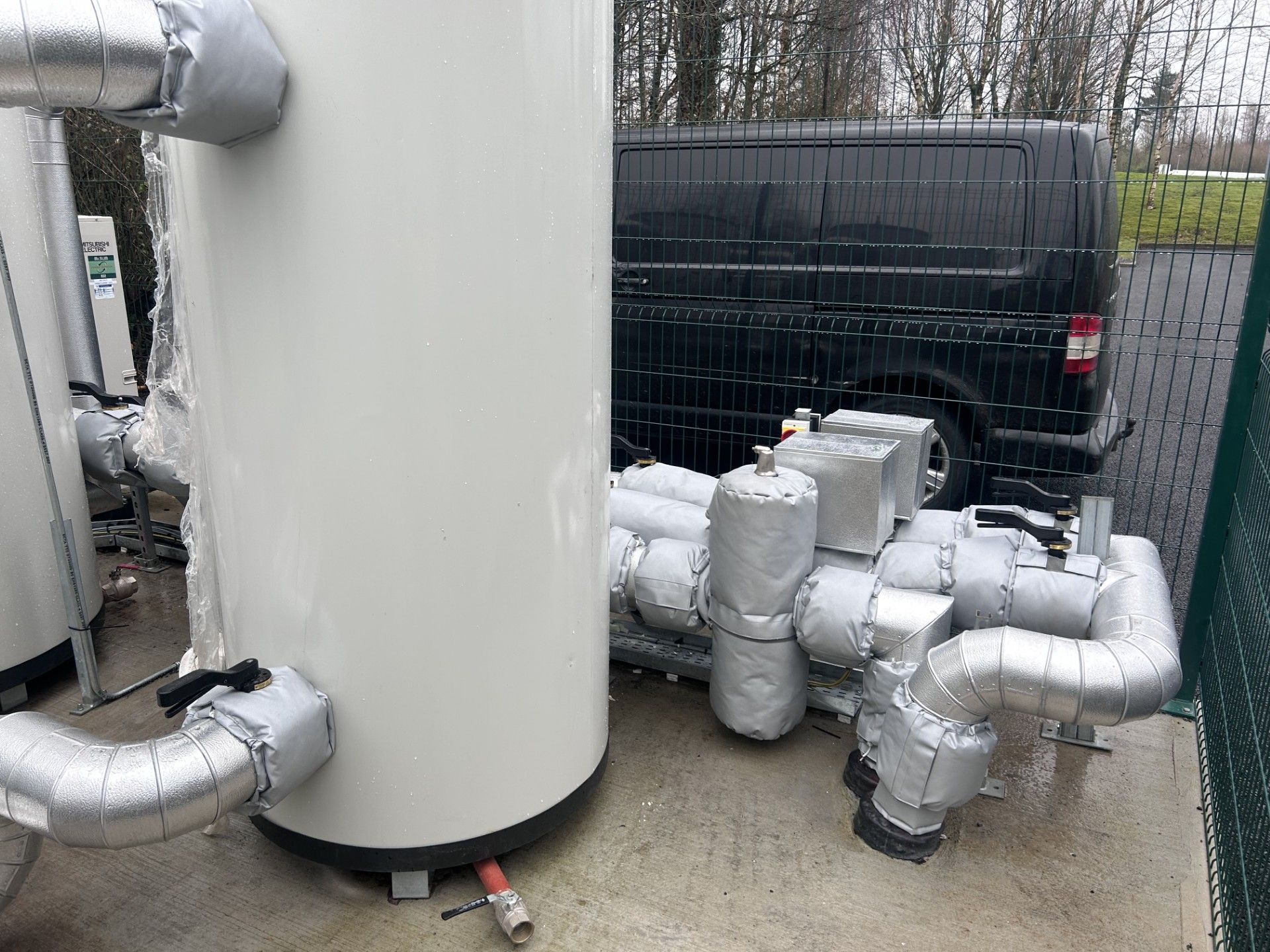 external pipework for building heating fully insulated and cladding supplied by Lagforce