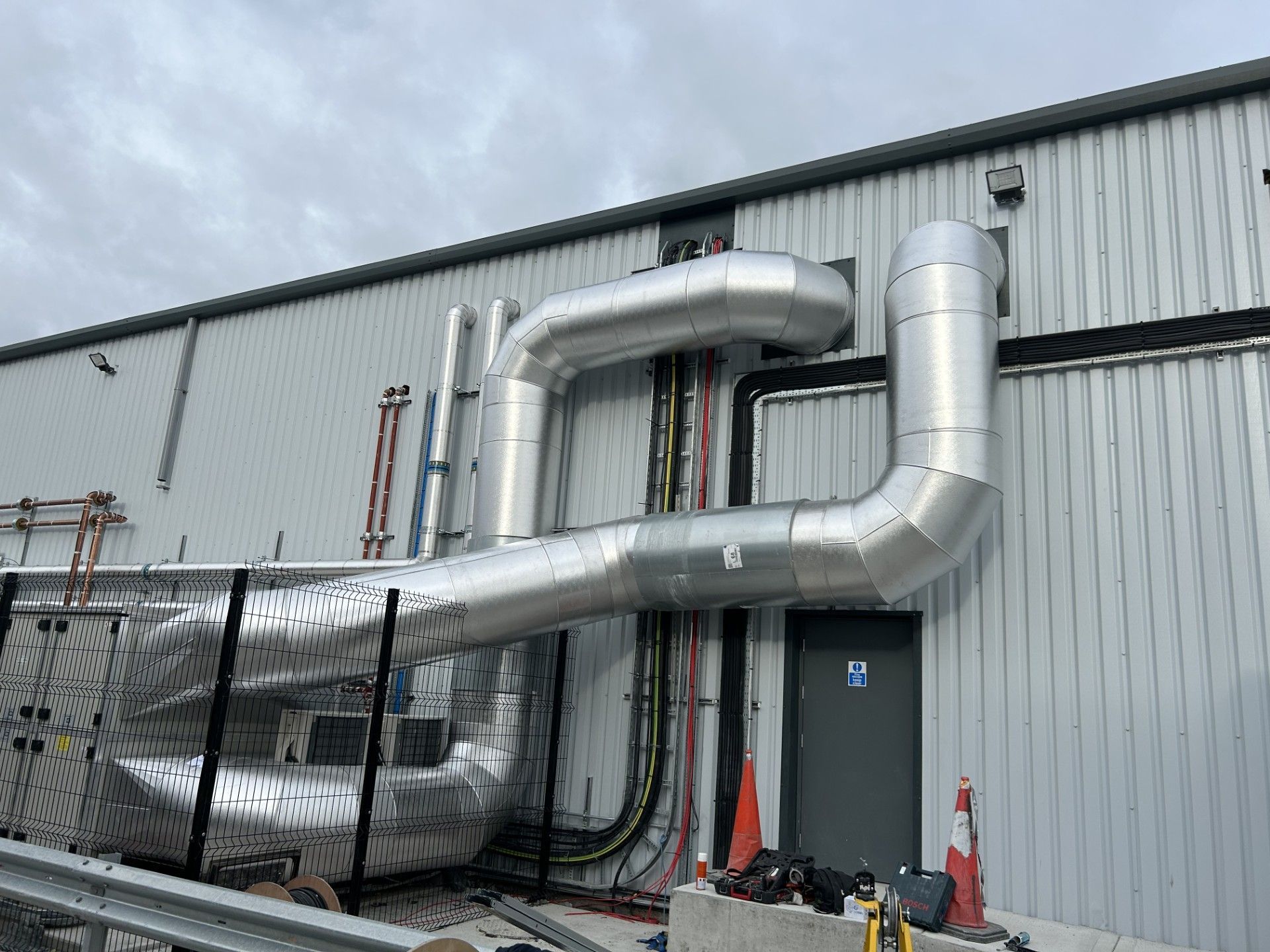Ventilation ducting insulated with foiled fibreglass and clad with aluminium by Lagforce in Nass in Kildare