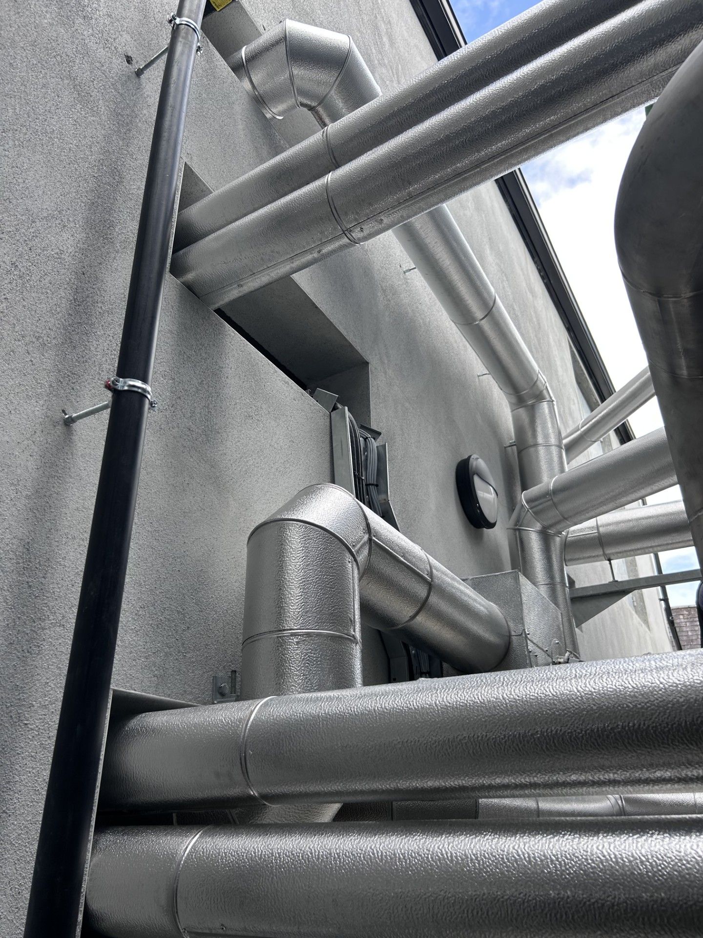 Aluminium cladding installed by Lagforce on external pipework in a new distillery in Galway Ireland