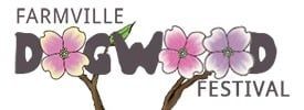 FarmVille Dogwood Festival logo with pink flowers on the letters and branches beneath