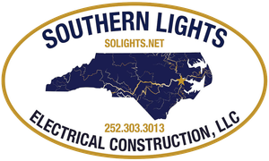 Southern Lights Electrical Construction, LLC logo with South Carolina silhouette and gold accents