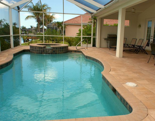 View of screened in swimming pool