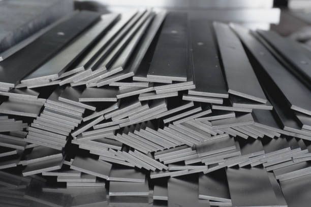 A bunch of metal bars are stacked on top of each other