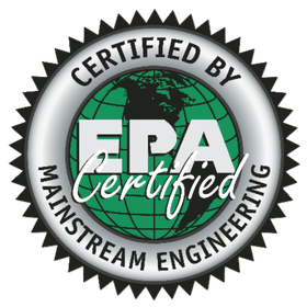 Certified by Mainstream Engineering circular badge with green globe and large FPA Certified text