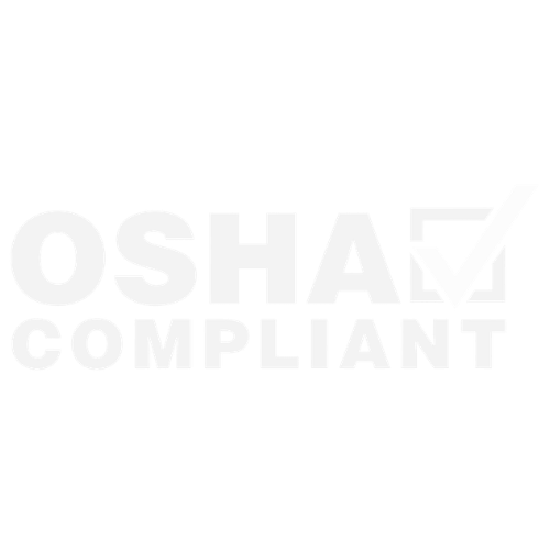 Osha compliant logo in light gray text on a white background