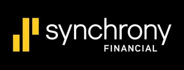 The Synchrony Financial logo featuring a yellow three-bar icon next to the company name in white on a black background.