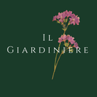 Logo verde scuro con fiori rosa e la scritta “IL GIARDINIÈRE”