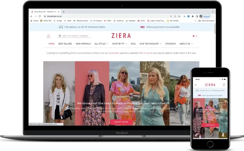 eCommerce Website Design & Build for Ziera Shoes