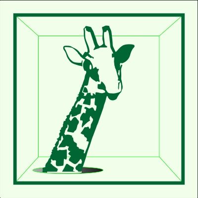 Zeichnung eines Giraffenkopfes mit Hals