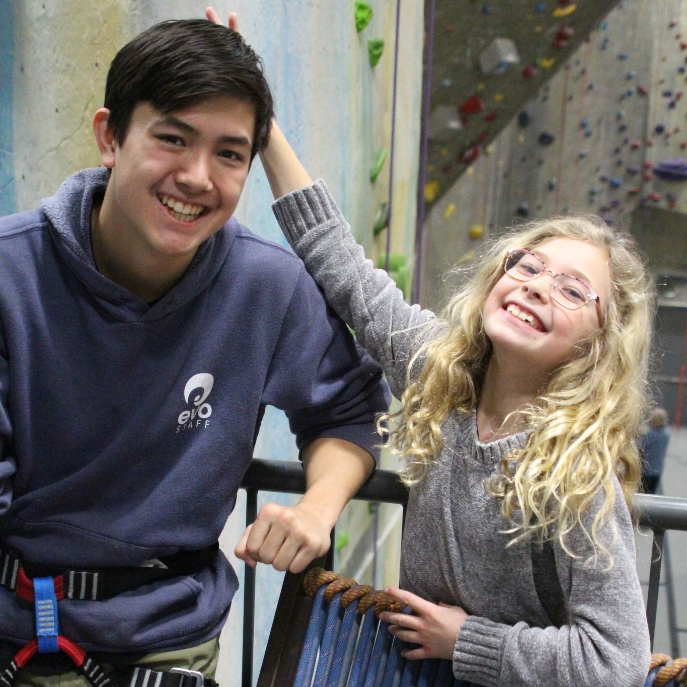 Two people smiling