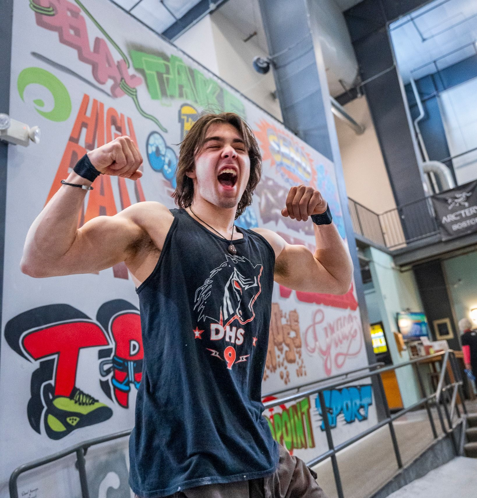 Man flexing his arms