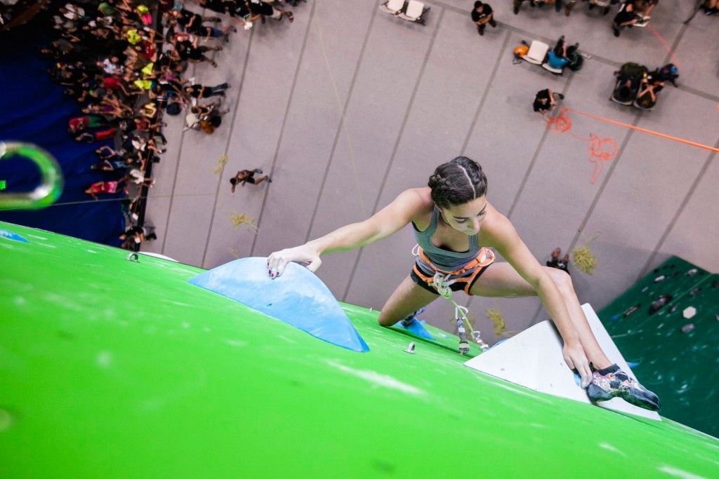 Brooke competes in lead climbing at EVO Lou.
