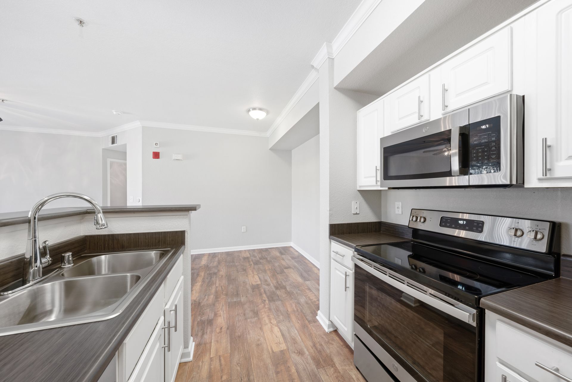 Renovated kitchen with stainless steel appliances