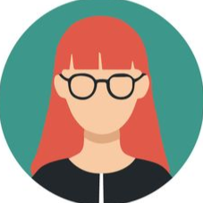 Illustration of a red-haired person with glasses on a teal background