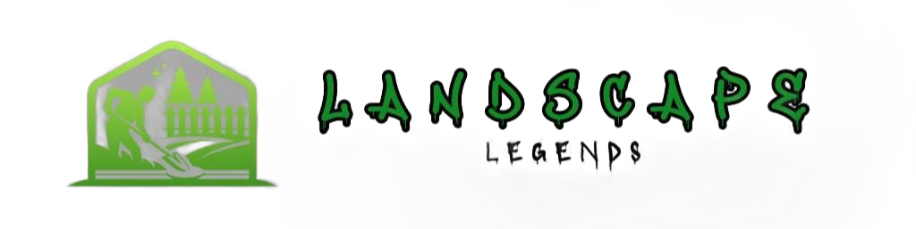 The logo for Landscape Legends, featuring a green, stylized house icon next to the company name in a dripping green font.