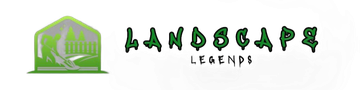 The logo for Landscape Legends, featuring a green, stylized house icon next to the company name in a dripping green font.