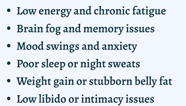 A list of symptoms of low energy and chronic fatigue