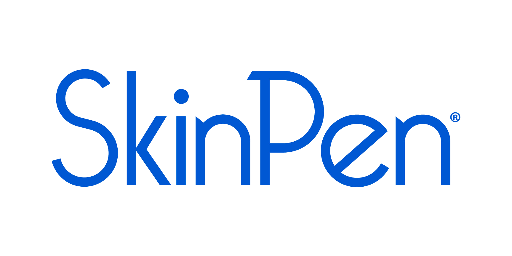 The skinpen logo is blue and white on a white background.