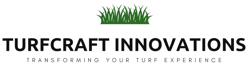 Turfcraft Innovations logo with green grass illustration above black text on white background.