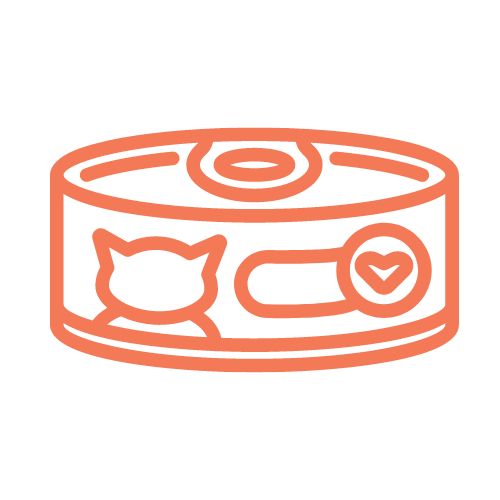 Donate food icon: Cartoon drawn can of cat food with a cat on it