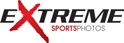 A logo for extreme sports photos with a red cross in the middle.