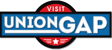 A blue and red sign that says visit uniongap on it.