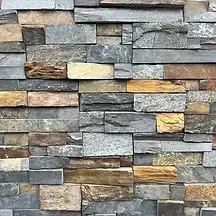 Wall made of rectangular stones in gray, brown, and yellow hues — Premier Bricks, Blocks & Pavers In Heatherbrae, NSW