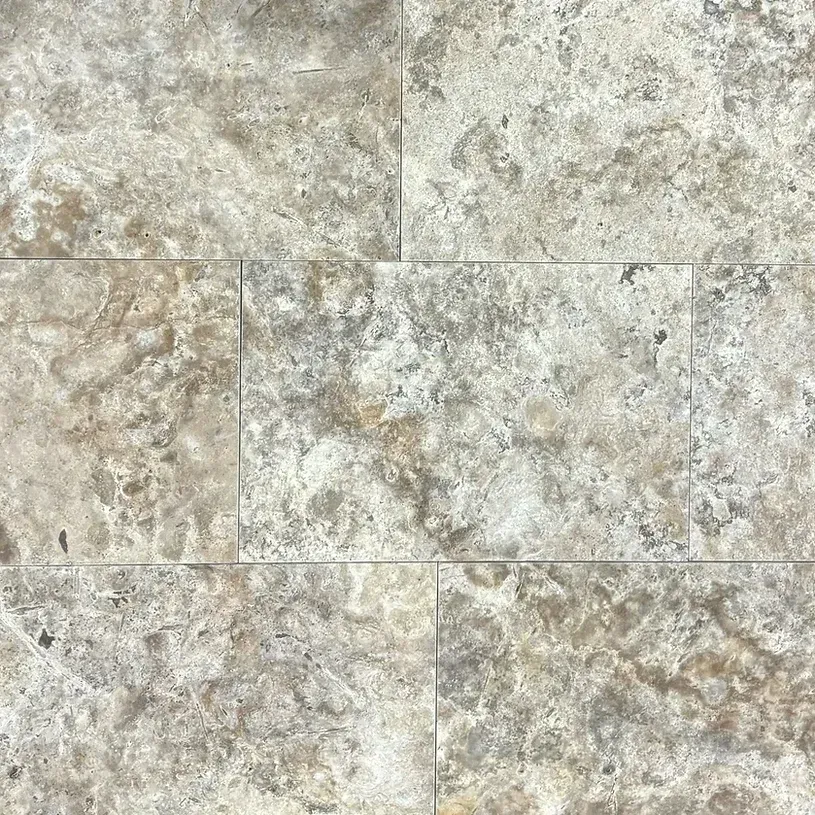 Beige and gray travertine stone tile floor pattern — Premier Bricks, Blocks & Pavers In Heatherbrae, NSW