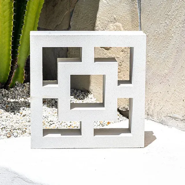 White concrete decorative block with geometric cutouts — Premier Bricks, Blocks & Pavers In Heatherbrae, NSW