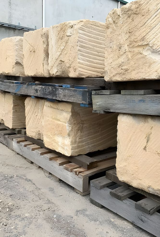 A bunch of bricks are stacked on top of each other on wooden pallets — Premier Bricks, Blocks & Pavers In Chisholm, NSW