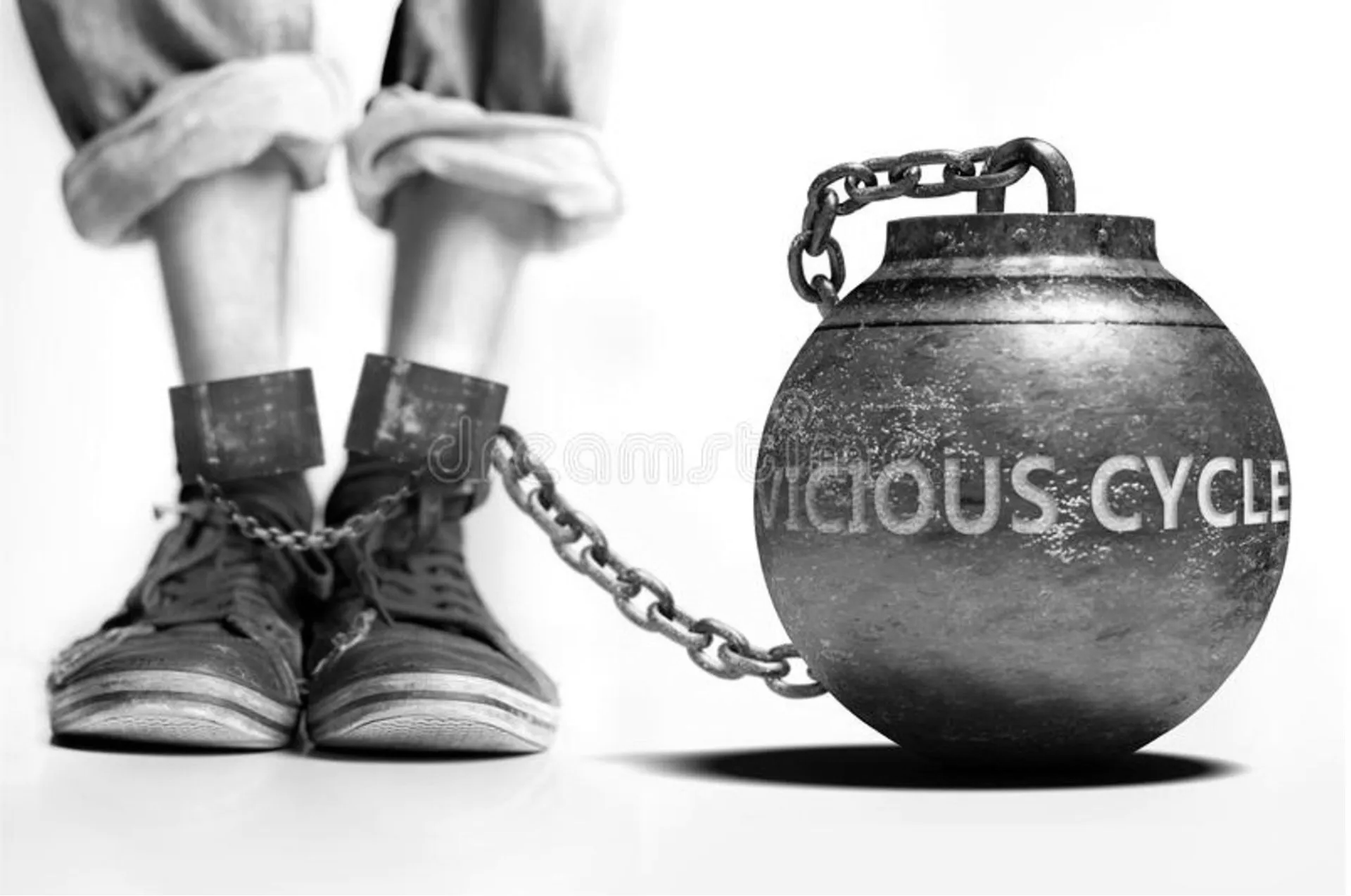Person's Feet Chained to a Metal Ball Person's Feet Chained to a Metal Ball