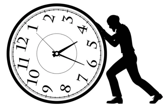 Man Pushing a Huge Clock Man Pushing a Huge Clock