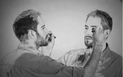 Two Men Painting Each Other's Face Two Men Painting Each Other's Face