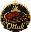 Otluk logo with a black pan of red stew, flames above, and gold lettering on a dark background