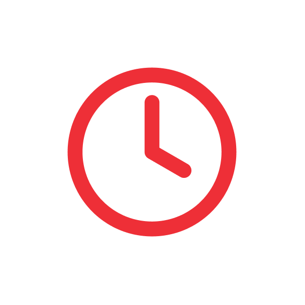 La cara roja del reloj muestra las 2:00.
