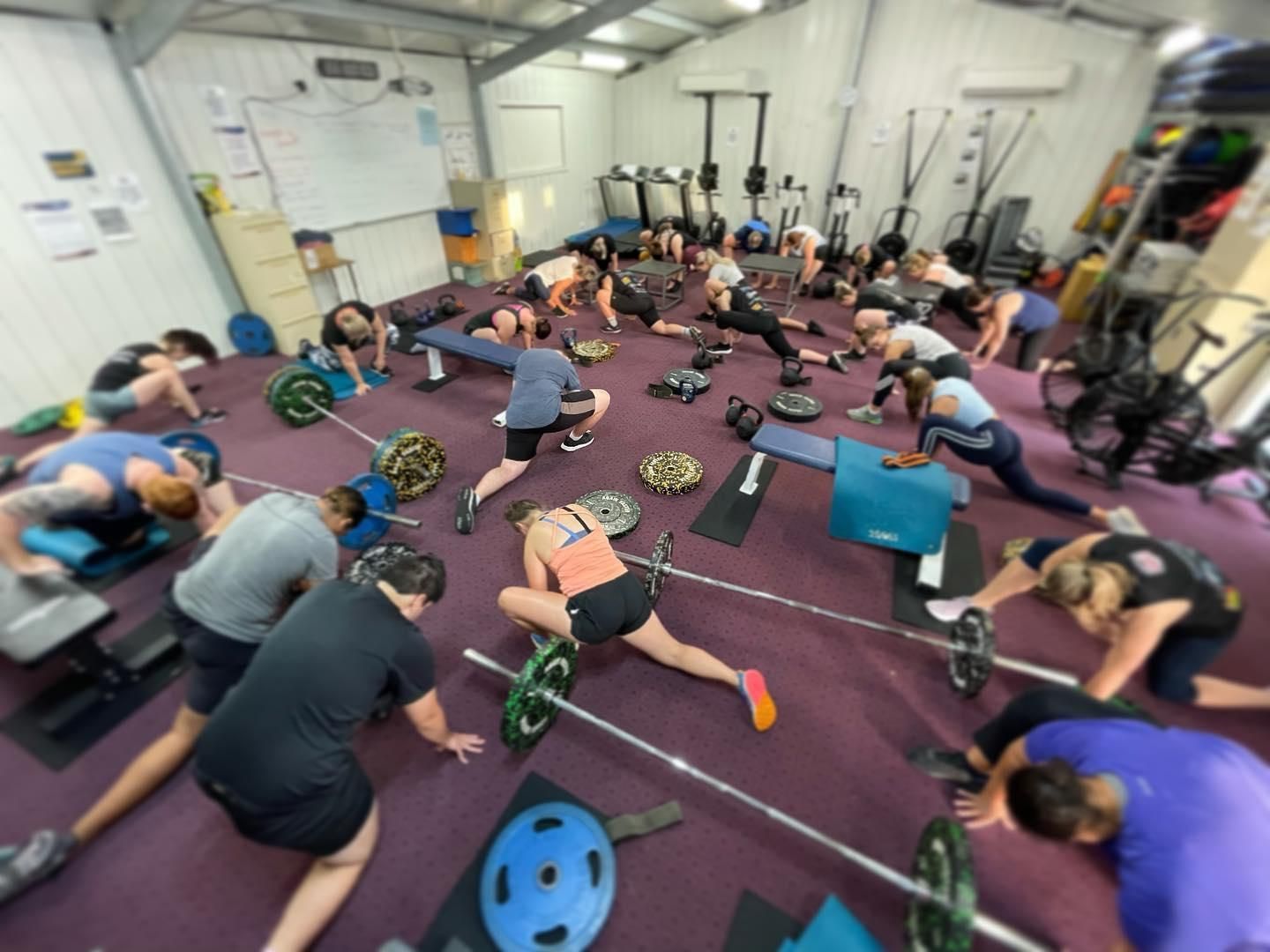 A Group Of People Are Doing Exercises In A Gym — Elev8ed Fitness In Currajong, QLD